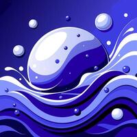 Dynamic Water Splash with Blue and White Bubbles in Fluid Movement vector