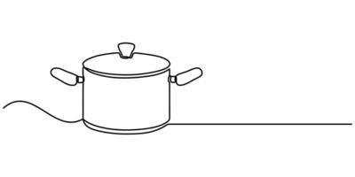 one continuous line drawing of big wok isolated on white vector