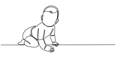 Continuous Line Drawing of Baby Icon Hand Drawn Symbol Illustration vector