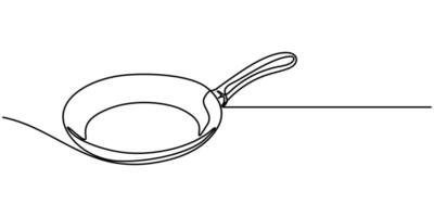 one continuous line drawing of big pan isolated on white background vector