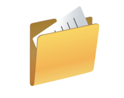 Yellow computer file folder icon with document paper png