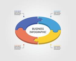 Jigsaw template with number for infographic for presentation for 4 element vector