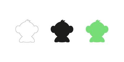 Monkey Icon in - Editable Stroke Outline, Silhouette, and Color vector