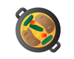 Gradient hotpot of yellow curry vegetable, meat bowl icon png
