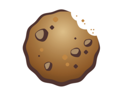 Isolated golden brown chocolate chip cookie, biscuit icon png