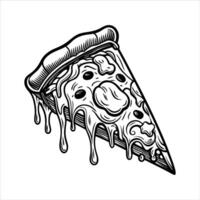 Pizza slice with a bite taken out of it vector
