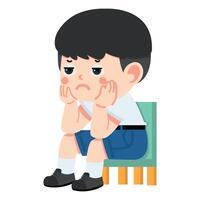 boy student sitting with a bored expression vector