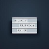 black friday lightbox on dark front view vector