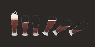 dark beer fullness various stages on dark vector