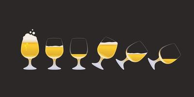 a lager beer glasses in fullness set vector