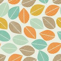 Decorative Autumn Leaves Pattern with Pastel Colors in Flat Design vector