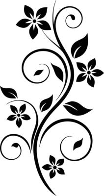 Graceful Black and White Floral Design with Ornamental Swirling Vines