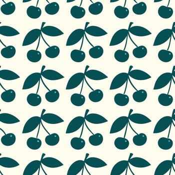 Cherry Pattern with Repeating Motif and Minimal Design vector