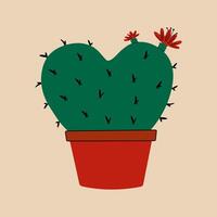Cactus in the shape of a heart. Anti Valentine's day concept. vector