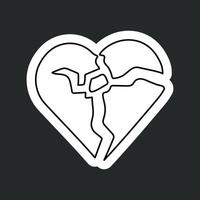 Stickers featuring a one line drawing of a broken heart symbol vector