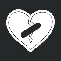 Stickers featuring a one line drawing of a broken heart symbol vector