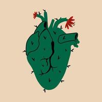 Cactus in the shape of a heart. Anti Valentine's day concept. vector