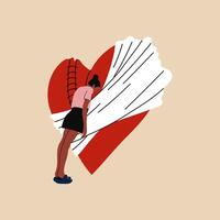 A girl with a broken heart. Anti Valentine's day concept. vector