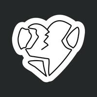 Stickers featuring a one line drawing of a broken heart symbol vector