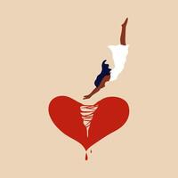 A girl with a broken heart. Anti Valentine's day concept. vector
