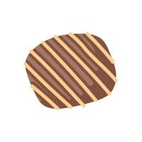 Chocolate candy in mocha mousse with striped decoration in flat style. Perfect for dessert theme, confectionery advertising and gourmet food presentation. vector
