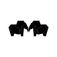 Pair Elephant Shape Inspired by Origami Form, can use for Logo, Pictogram, Animal Figure, Website, Apps, or Graphic Design Element vector