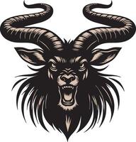 Antelope with Snarling Expression Ready to Charge vector