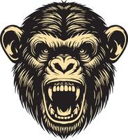 Snarling Primate Artwork with Intense Features vector