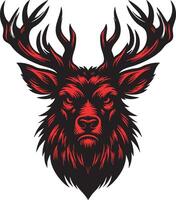 Deer Head Depiction with Fierce and Powerful Look vector