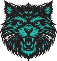 Snarling Wild Cat in Aggressive Pose vector