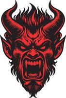 Fierce Devil Depiction Highlighting Aggressive Features vector