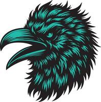 Ferocious Crow Head Illustration with Intense Features vector