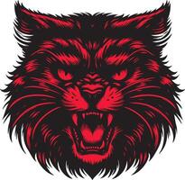 Ferocious Cat Head Illustration with Angry Expression vector