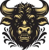 Angry-Looking Cow Head Depiction with Sharp Details vector