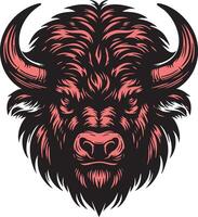 Ferocious Bison Head with Angry Expression vector