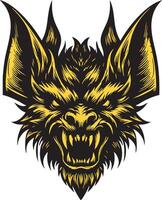 Intense Bat Illustration with Sharp Features vector