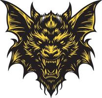 Ferocious Bat Head with Angry Expression vector