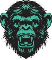 Wild Primate Depiction Featuring a Fierce Chimpanzee vector