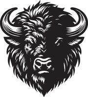 Fierce Bison with Sharp Horns and Intense Look vector