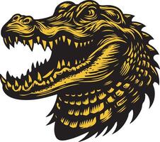 Alligator Head in Defensive Stance with Angry Expression vector