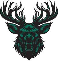 Ferocious Deer Head Illustration with Intense Expression vector