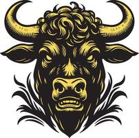 Cow in Attack Mode with Menacing Horns vector
