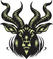 Wild Antelope Head with Hostile Look vector