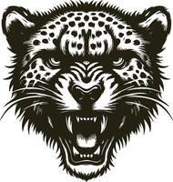 Ferocious Cheetah Head Illustration with Angry Expression vector
