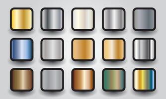 Collection of gradient metals colour pallet vector