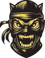 Intense Ninja Warrior Face with Furious Gaze vector