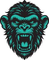 Wild Monkey Showing Aggression with Intense Stare vector