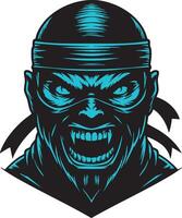 Angry Ninja Mask with Intense Focus and Determination vector