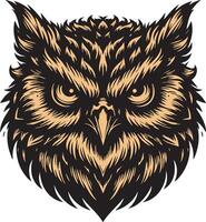 Aggressive Owl Face with Intense Gaze vector