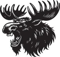 Angry Moose with Fierce Expression and Ready to Attack vector